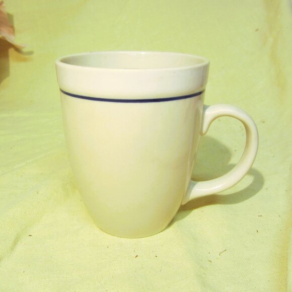 VTG GIBSON HOUSWARES CHINA MUG, CREAM W/BLUE STRIPE - Picture 1 of 4